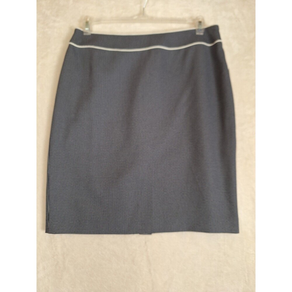 Levine Tahari Women's 12 Pencil Straight Skirt Lined NWT Navy Blue Dots Piping